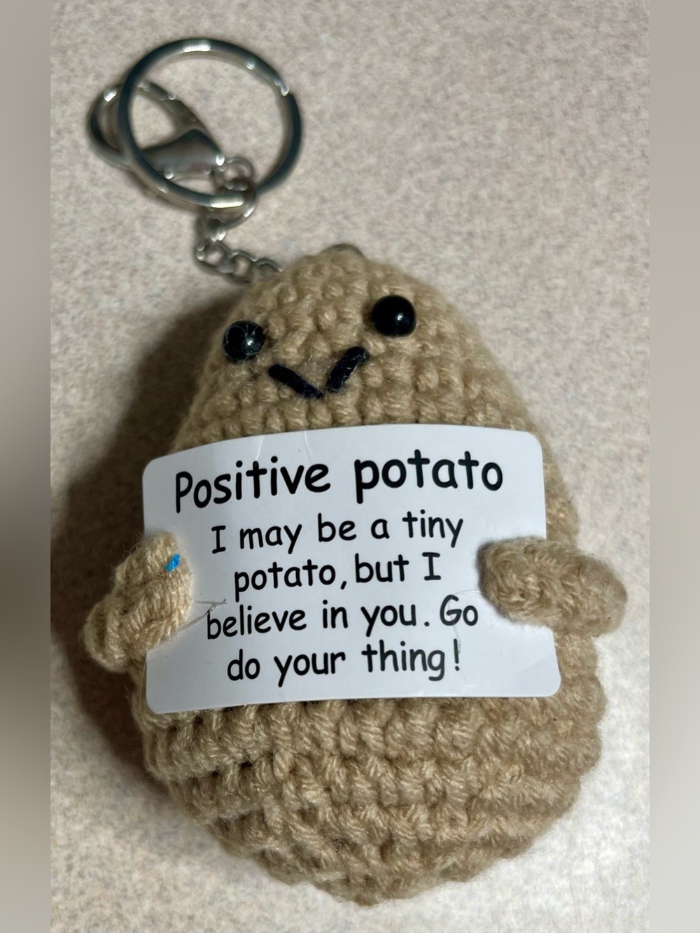 Positive Potato Crochet Keychain Motivational Gift Encouragement Backpack Charm